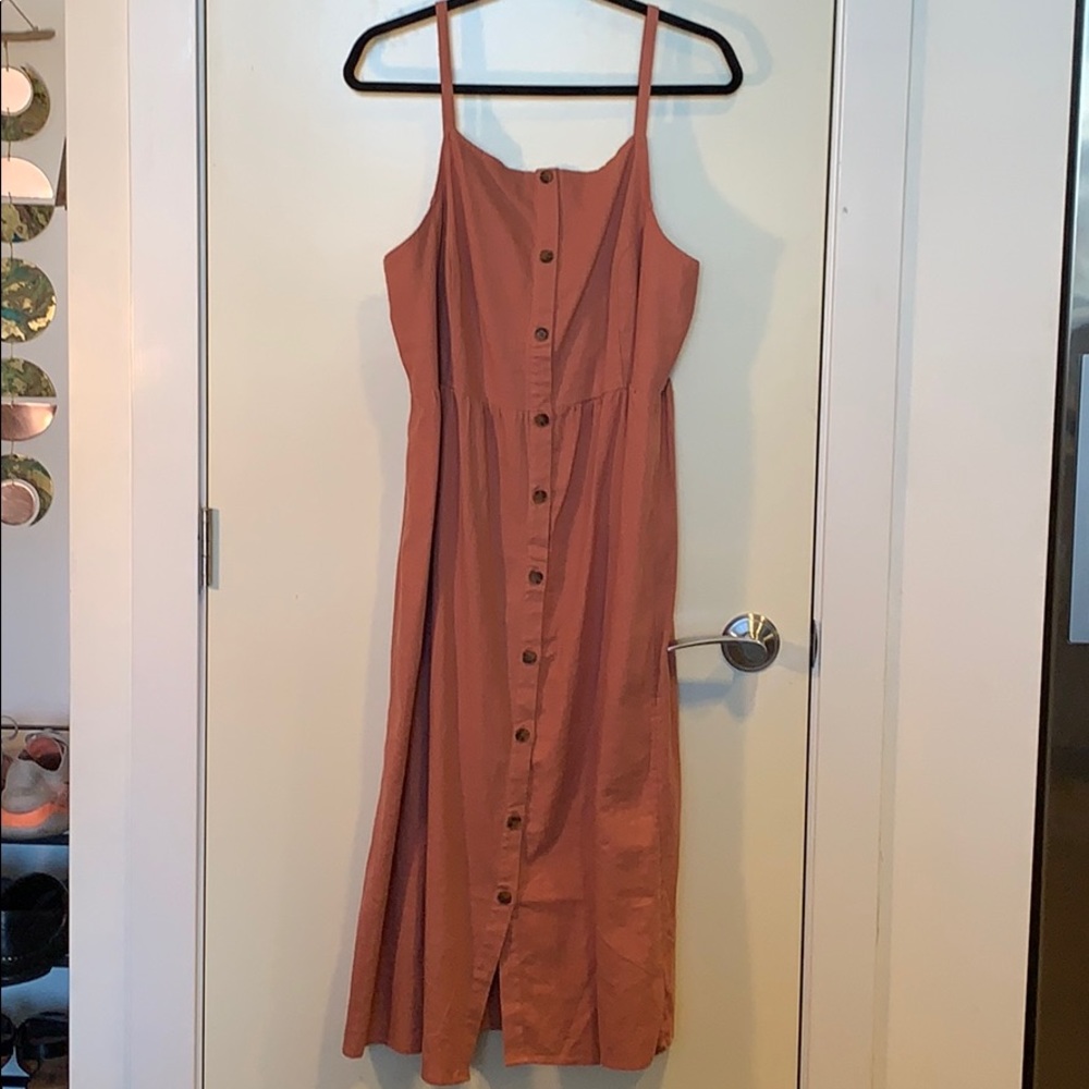 Coral button midi dress